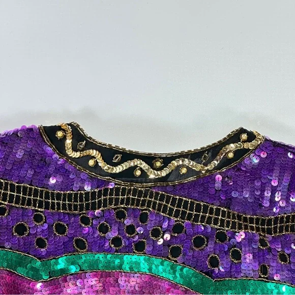 Jakelin Designs vintage silk sequin statement jacket XL - Picture 12 of 16